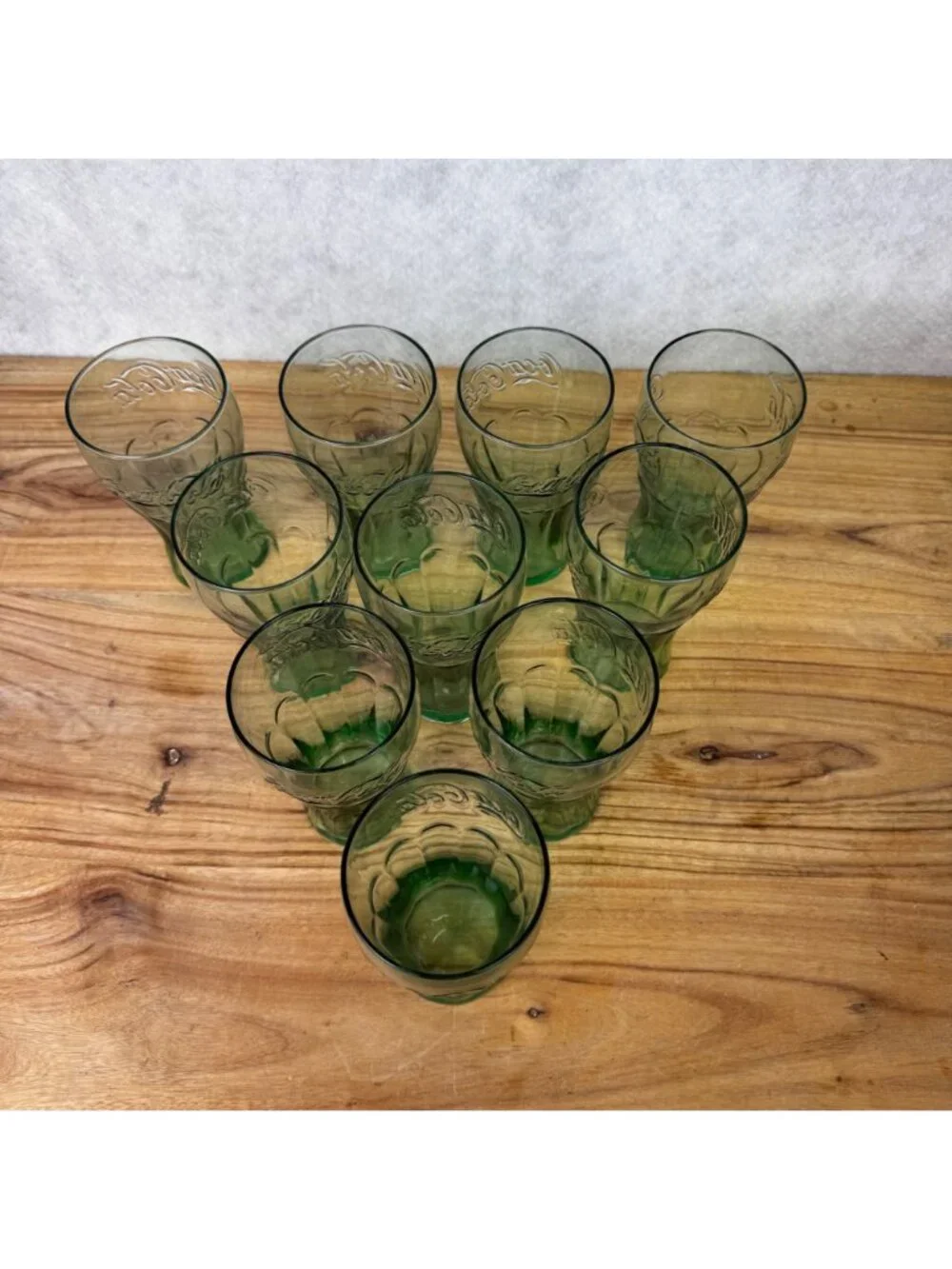 Set of 10 Vintage Coca-Cola Green Libbey Flared Glass Cup 6